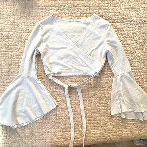 Bell sleeve wrap crop top DISCO hippie long sleeve